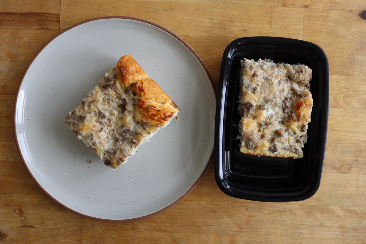 Turkey Sausage Biscuit and Gravy Bake