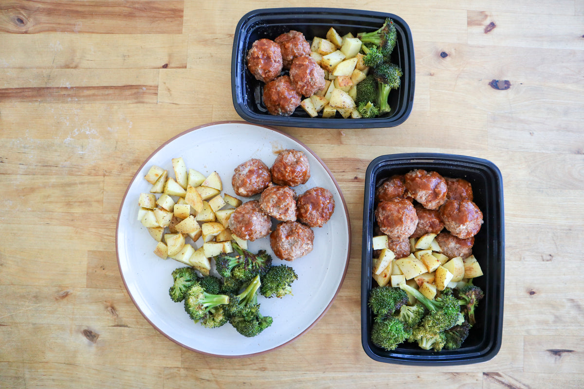 Sweet & Sour Meatballs w/ Roasted Potatoes & Broccoli